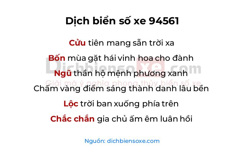 Dịch thơ biển số 94561