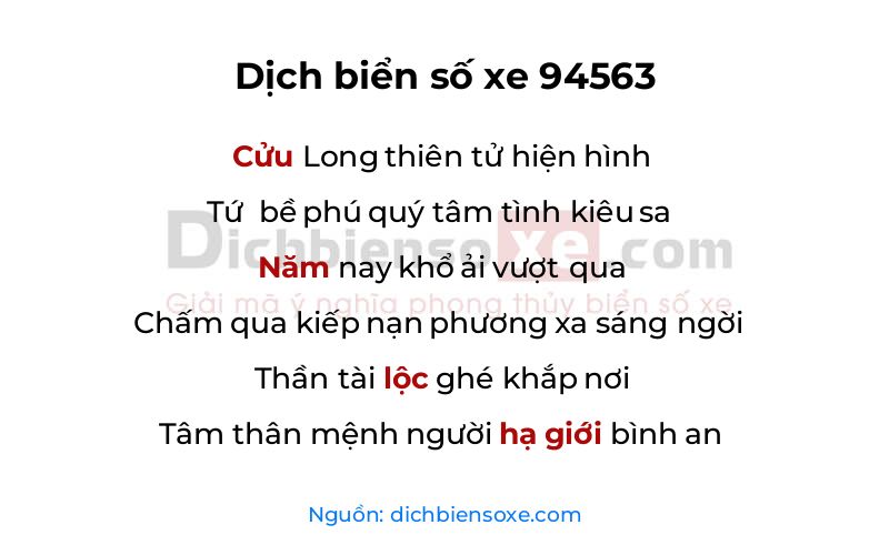 Dịch thơ biển số 94563