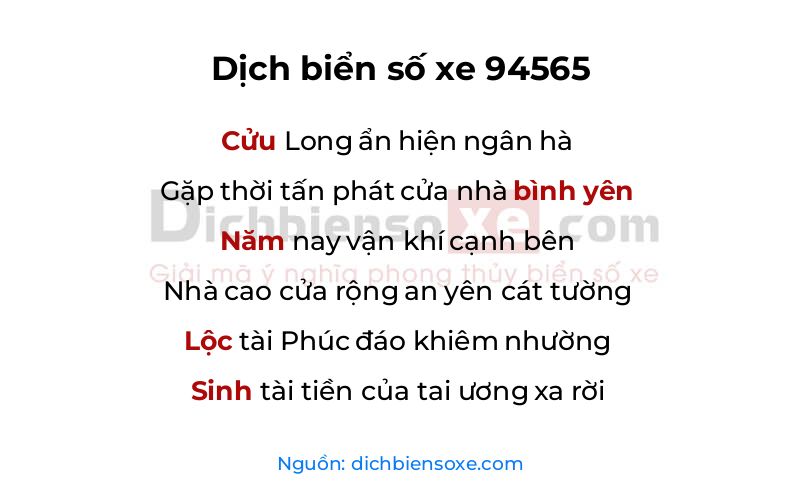 Dịch thơ biển số 94565