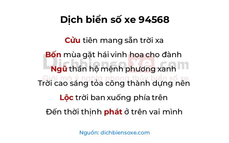 Dịch thơ biển số 94568