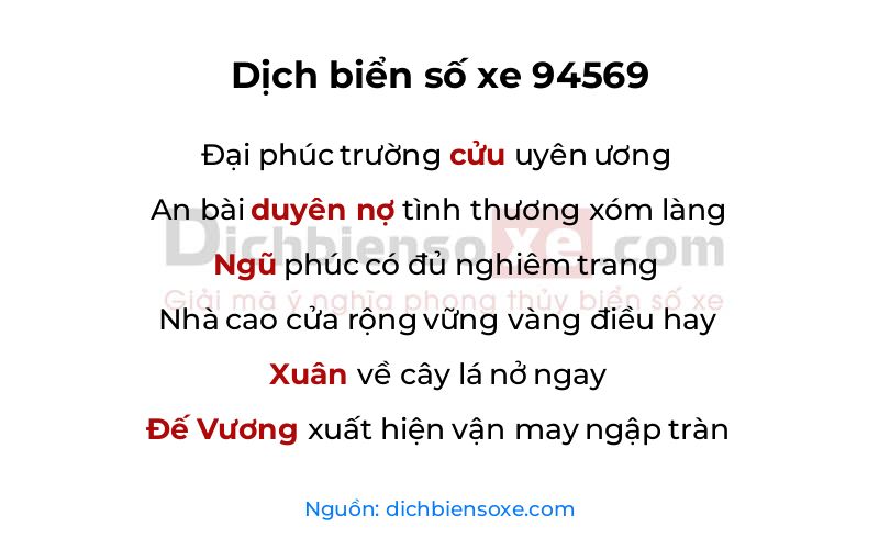 Dịch thơ biển số 94569