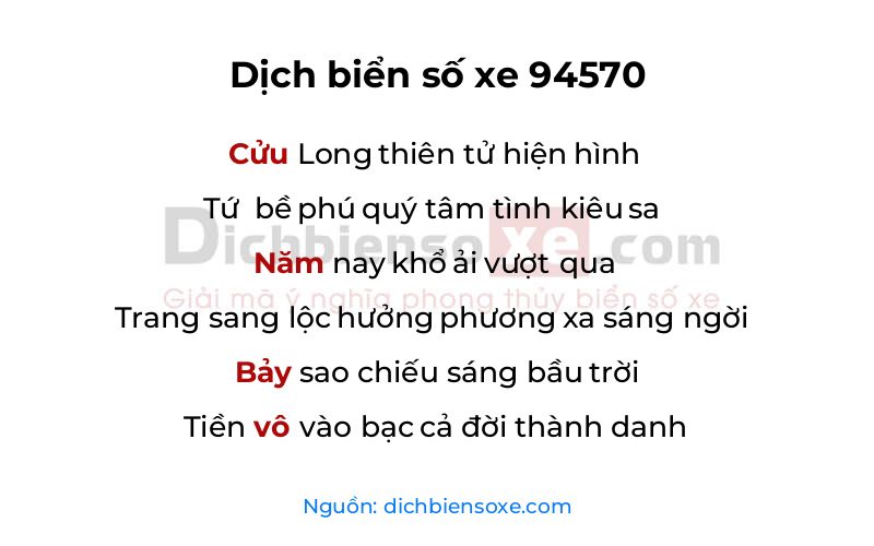 Dịch thơ biển số 94570