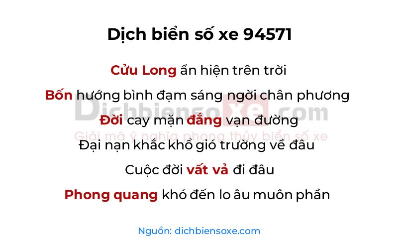 Dịch thơ biển số 94571
