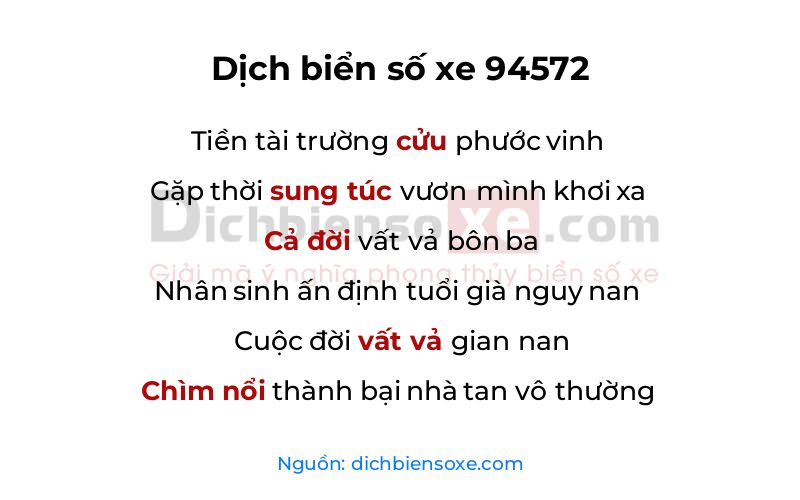 Dịch thơ biển số 94572