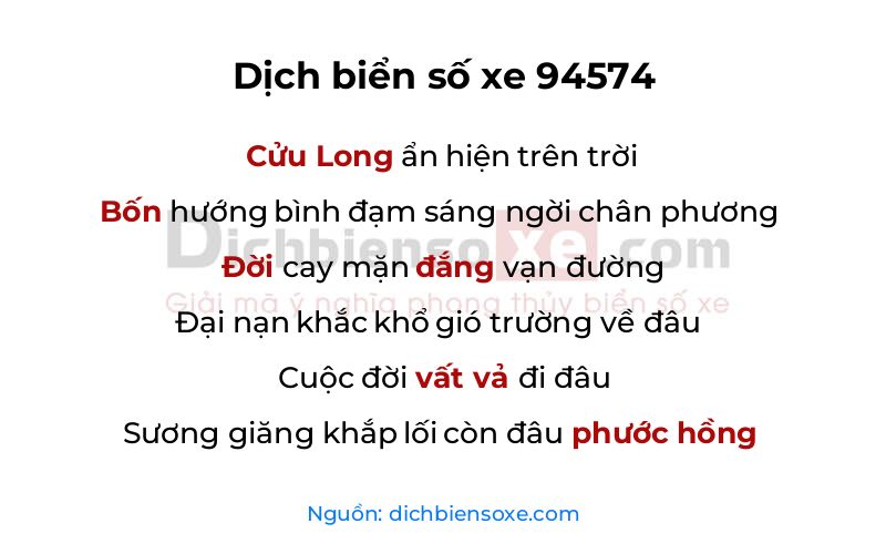 Dịch thơ biển số 94574