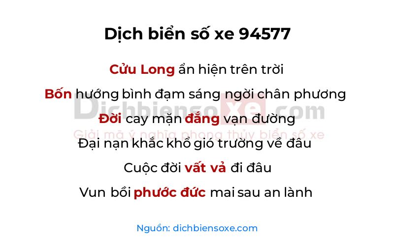 Dịch thơ biển số 94577