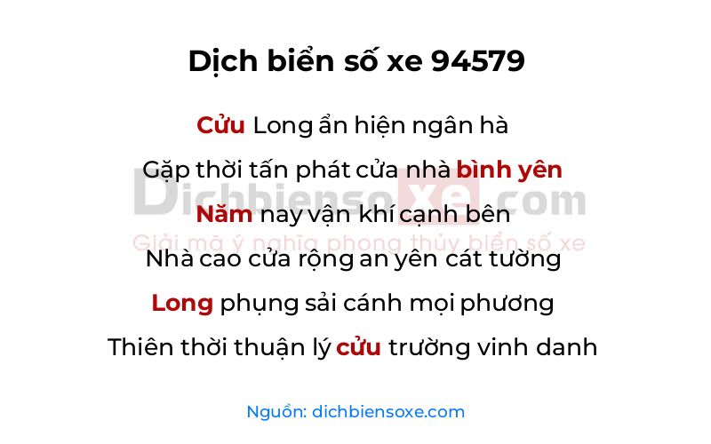 Dịch thơ biển số 94579