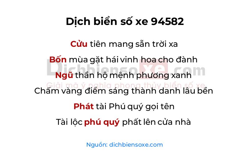 Dịch thơ biển số 94582