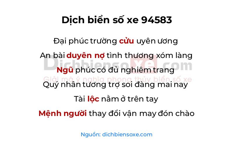 Dịch thơ biển số 94583
