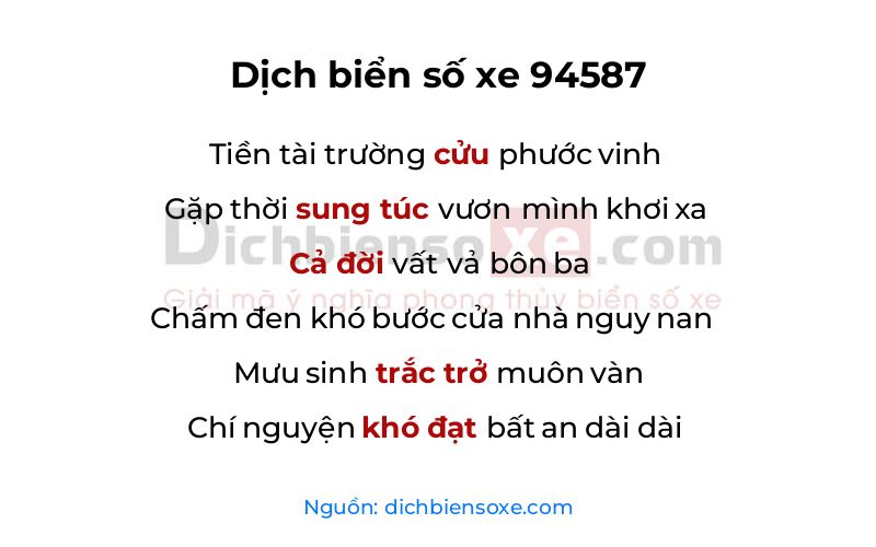Dịch thơ biển số 94587