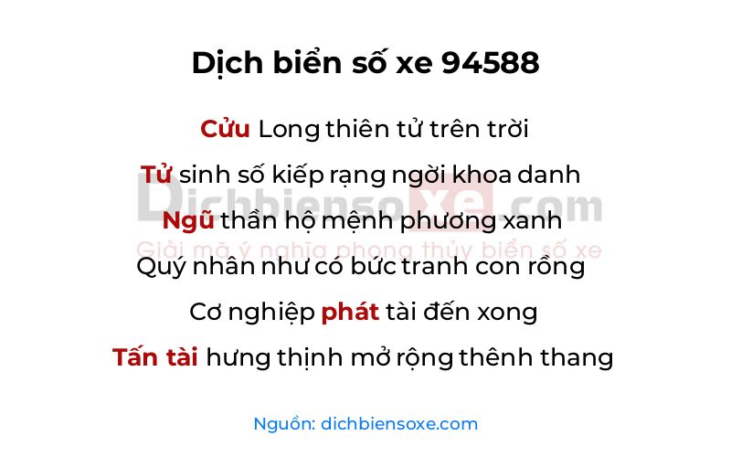Dịch thơ biển số 94588
