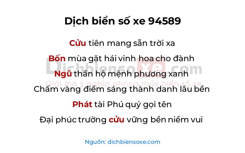 Dịch thơ biển số 94589