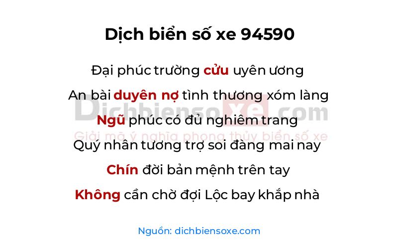 Dịch thơ biển số 94590