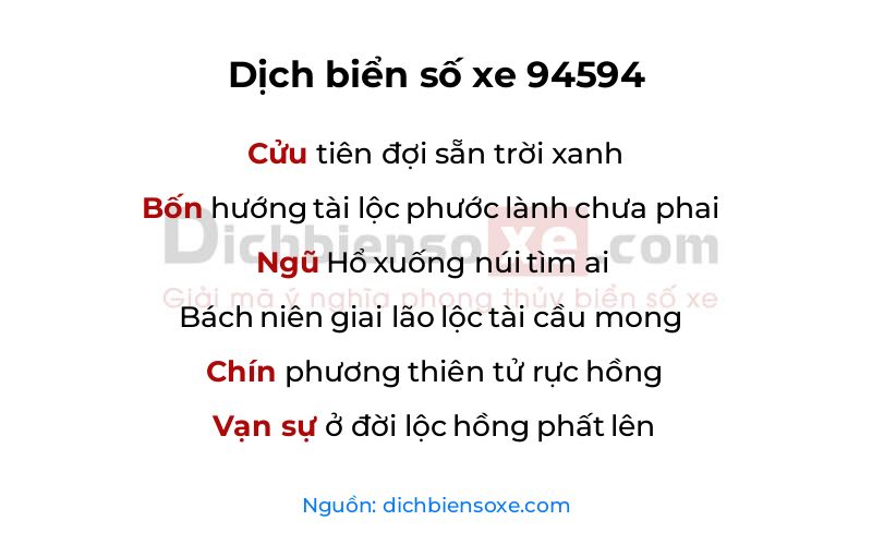 Dịch thơ biển số 94594