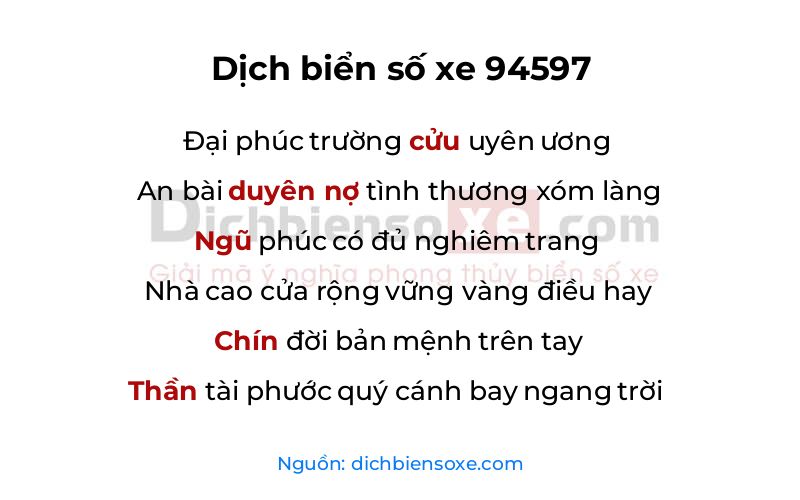 Dịch thơ biển số 94597