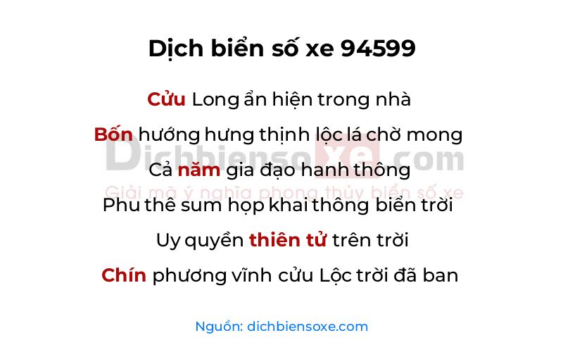 Dịch thơ biển số 94599