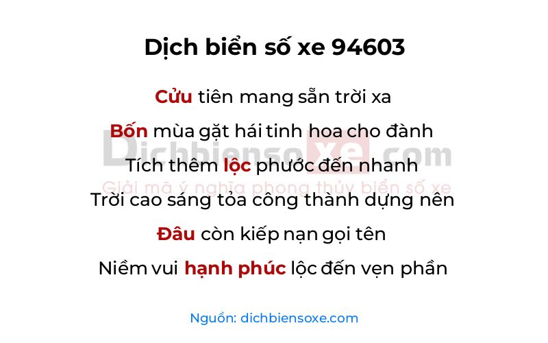 Dịch thơ biển số 94603