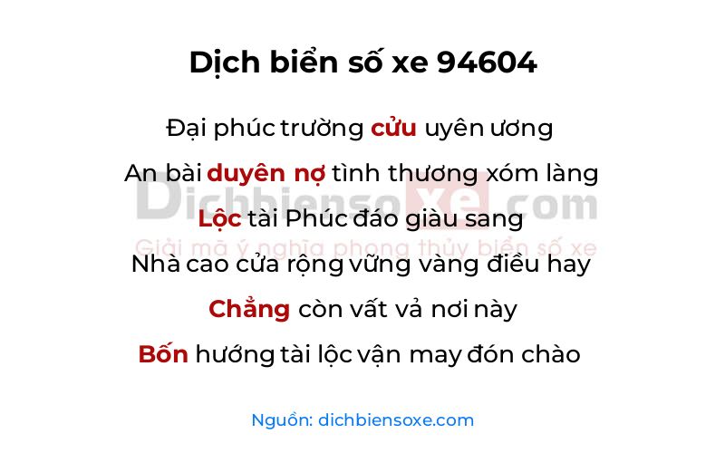 Dịch thơ biển số 94604
