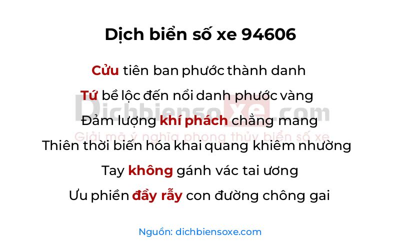 Dịch thơ biển số 94606