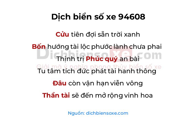 Dịch thơ biển số 94608
