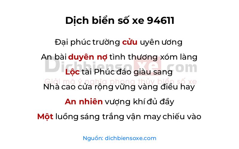Dịch thơ biển số 94611