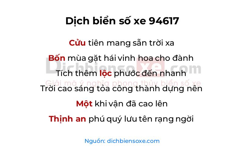 Dịch thơ biển số 94617