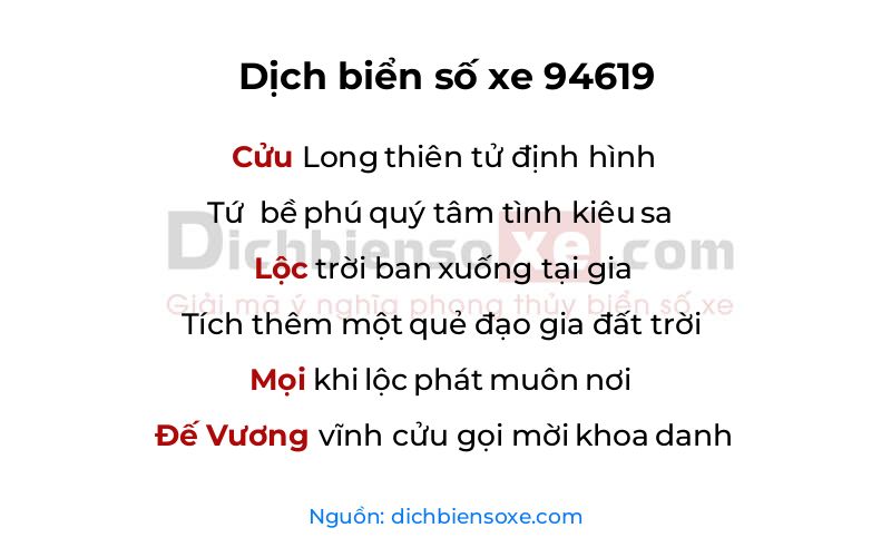 Dịch thơ biển số 94619