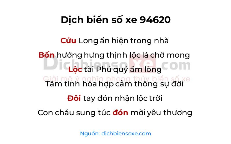 Dịch thơ biển số 94620