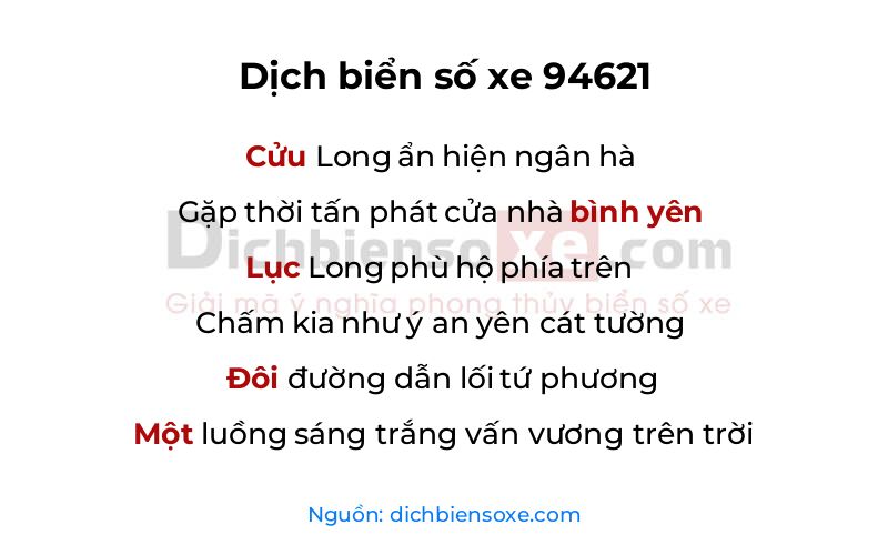 Dịch thơ biển số 94621