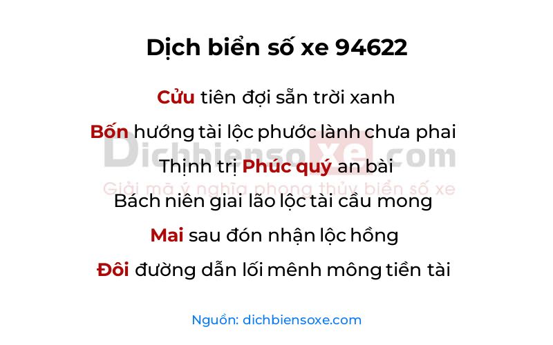 Dịch thơ biển số 94622