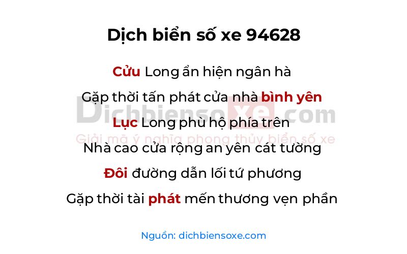 Dịch thơ biển số 94628