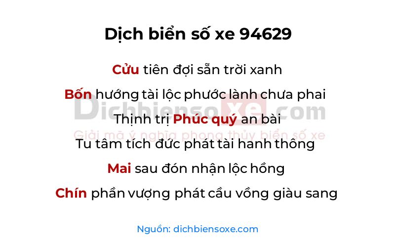 Dịch thơ biển số 94629