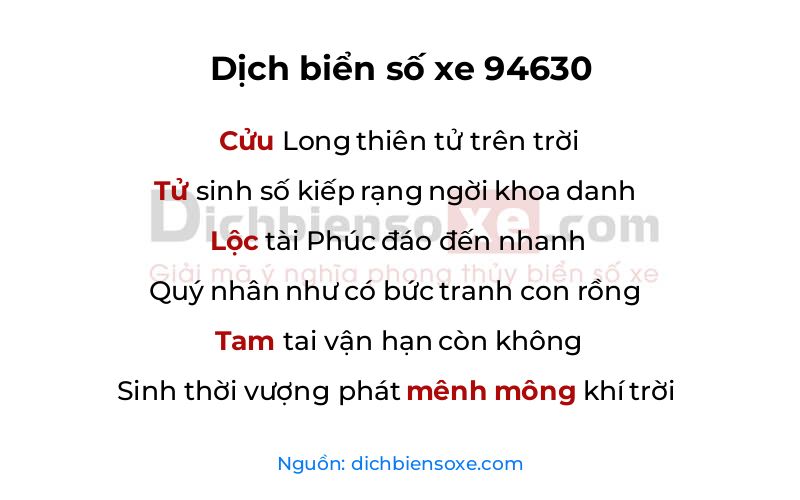 Dịch thơ biển số 94630