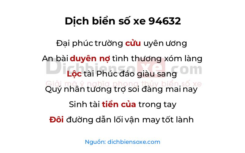 Dịch thơ biển số 94632