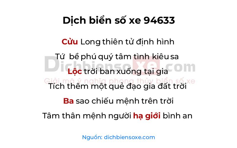 Dịch thơ biển số 94633