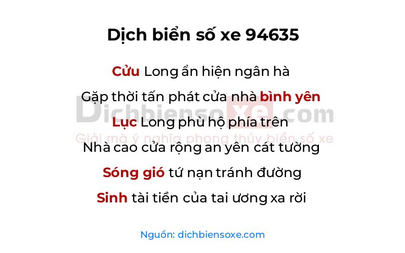 Dịch thơ biển số 94635