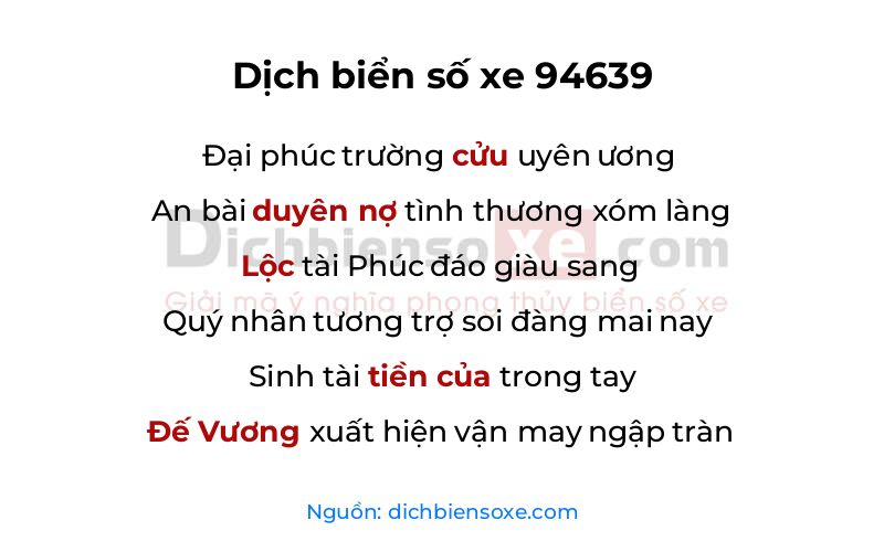 Dịch thơ biển số 94639