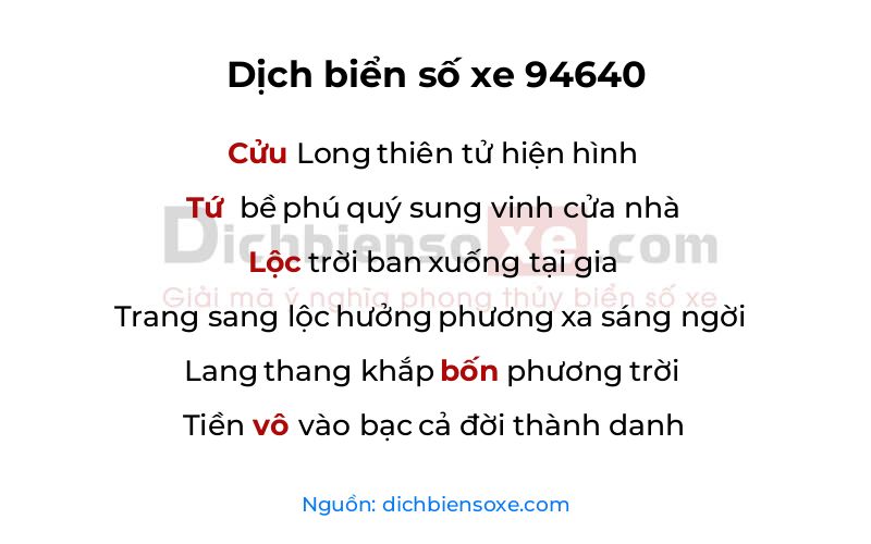 Dịch thơ biển số 94640