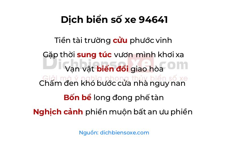 Dịch thơ biển số 94641