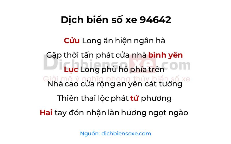 Dịch thơ biển số 94642