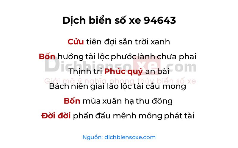 Dịch thơ biển số 94643
