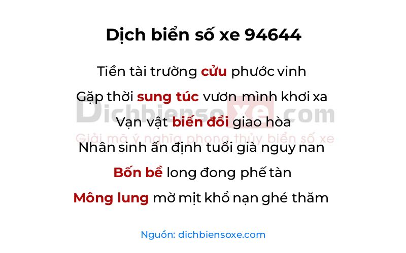 Dịch thơ biển số 94644