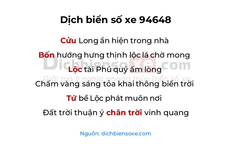 Dịch thơ biển số 94648