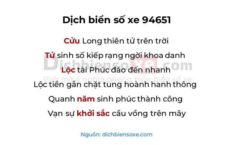 Dịch thơ biển số 94651