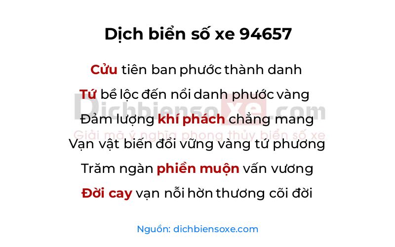 Dịch thơ biển số 94657