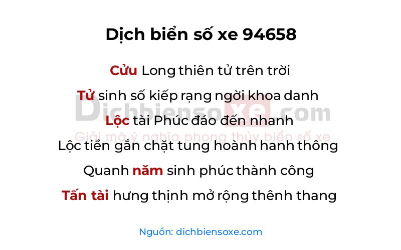 Dịch thơ biển số 94658