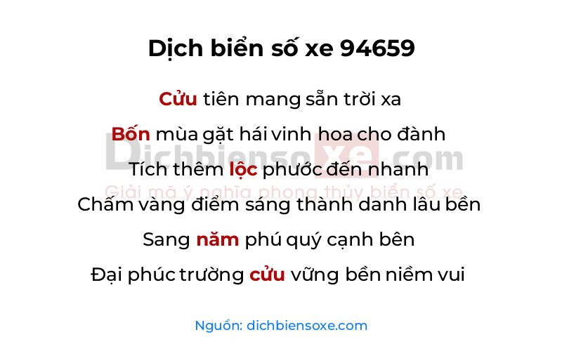 Dịch thơ biển số 94659