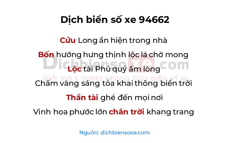 Dịch thơ biển số 94662