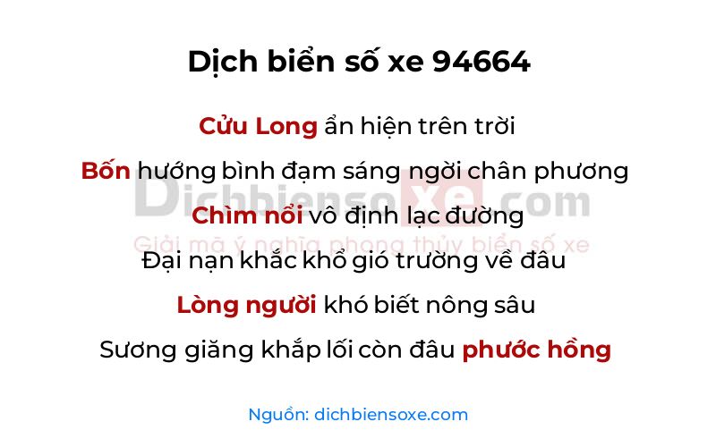 Dịch thơ biển số 94664
