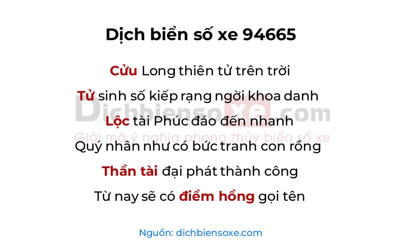 Dịch thơ biển số 94665
